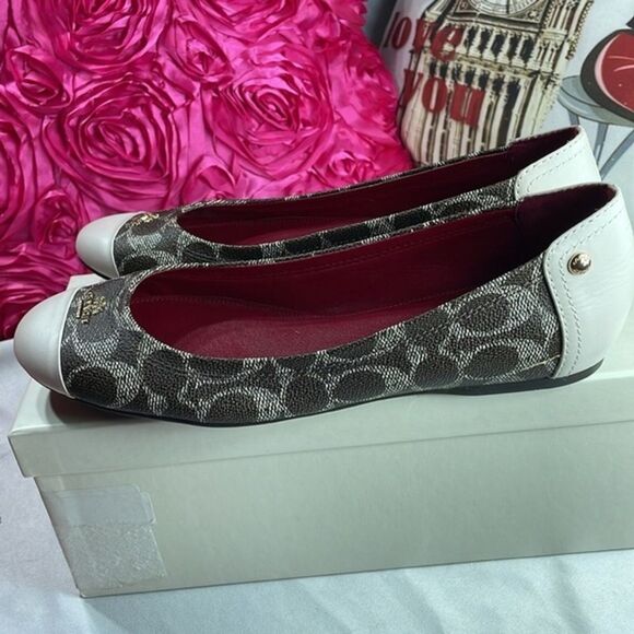 Coach Chelsea‎ Ballerinas Women's Shoes 8.5 B, Brown Brown with cream toe - Picture 1 of 14